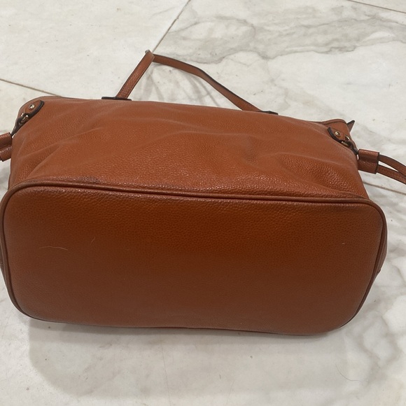 Vintage Prada brown cognac Vitello Daino leather top zip Tote 👜 made in Italy - Picture 10 of 16